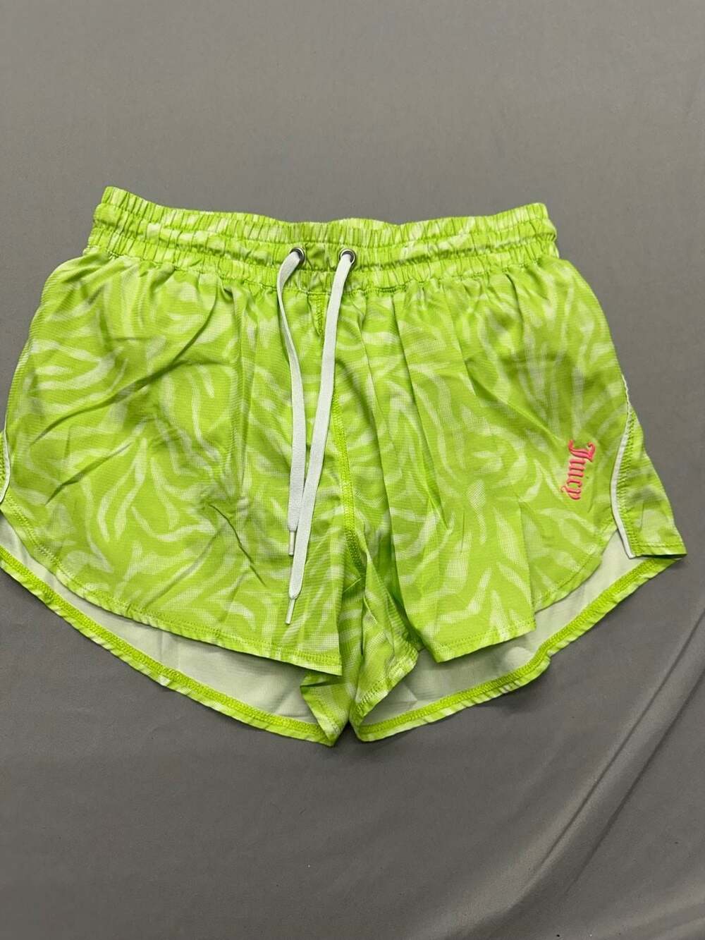Juicy Couture Sport Running Shorts Lime Green Animal Print Women's Size Small
